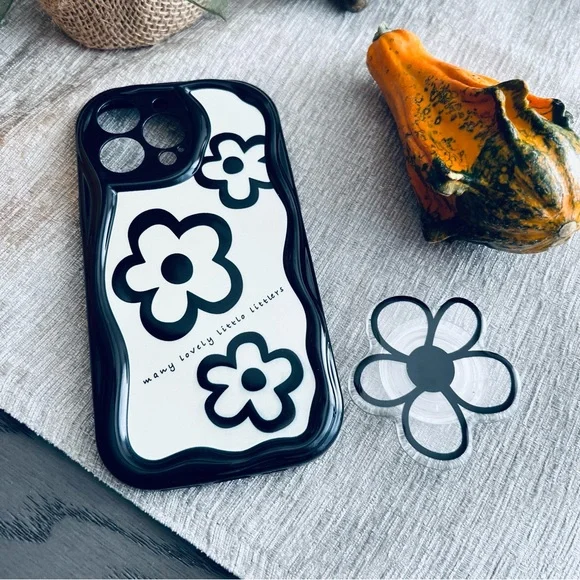 🌻 Flower Designed Phone Case w Floral Pop Socket for iPhone 14 Pro Max - Picture 4 of 8